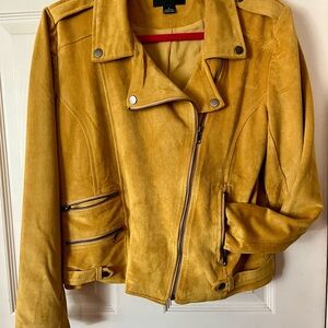 Mustard Yellow Leather Moto Jacket